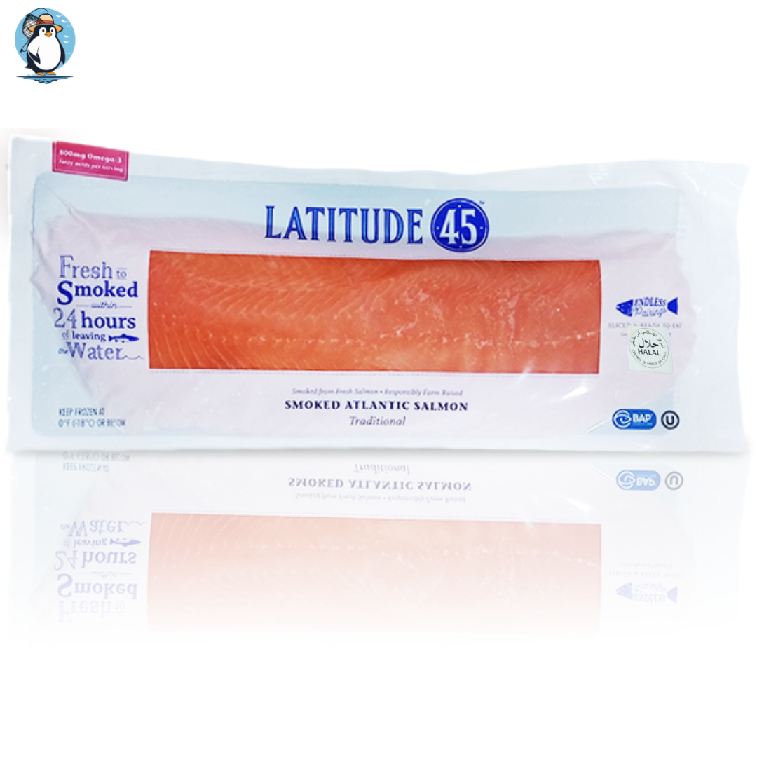 Latitude 45 Smoked Atlantic Salmon Pre-Sliced (1KG)